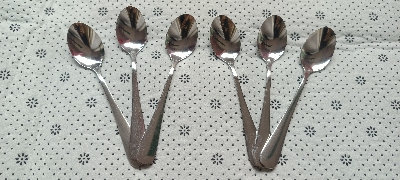 Picture of 12 Pieces Stainless Steel Spoon Set High Quality 6 pcs Tea and 6 pcs Fork Spoon  6 Inch
