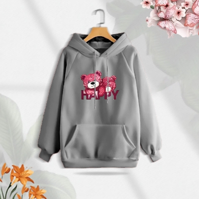Picture of Premium Comfortable (Gray -Happy) Ladies winter hoodie