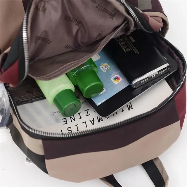 Picture of Nylon Backpack Durable Waterproof Casual Shoulder Bag (Wine Red)