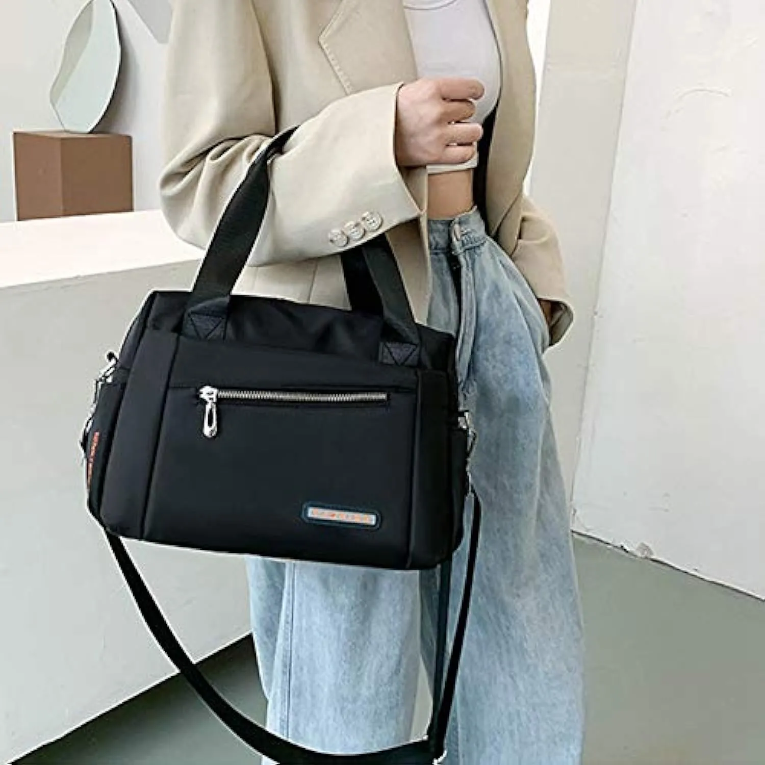 Picture of Luxury Bag Waterproof Nylon Shoulder Ladies Travel Crossbody (Black )