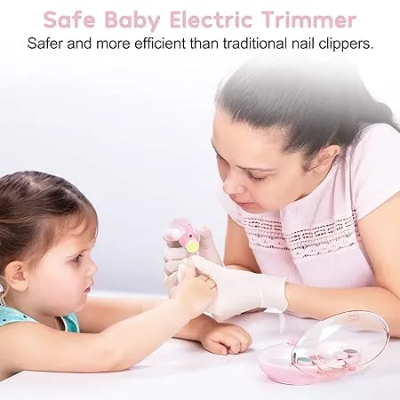 Picture of Glopole Baby Nail Trimmer File with Light Battery Operated Safe Electric Nail Clippers Kit (AA) - Pink