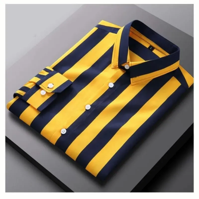 Picture of Men's long sleeve stripe / print shirt