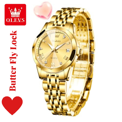 Picture of Butter Fly Lock OLEVS Watch for Women (golden)