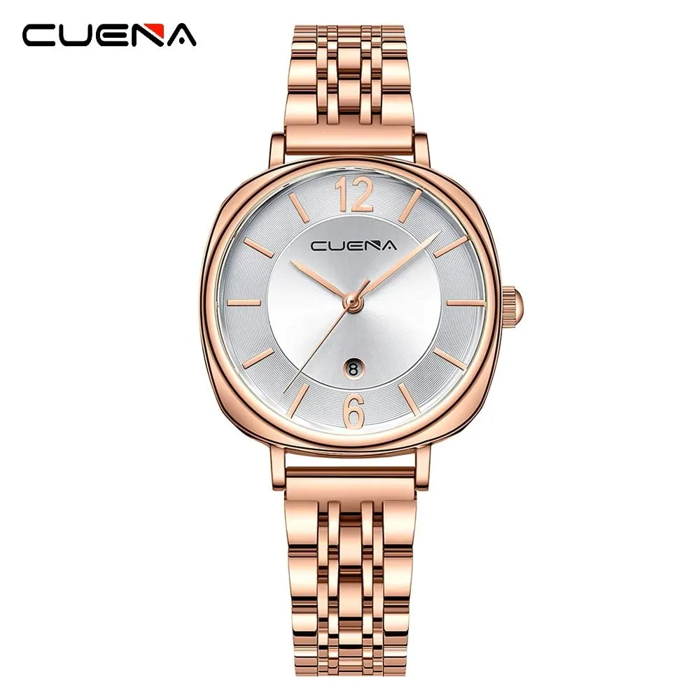Picture of CUENA 6055 Steel Band Leisure Fashion Ladies Watch-Silver Rose Gold