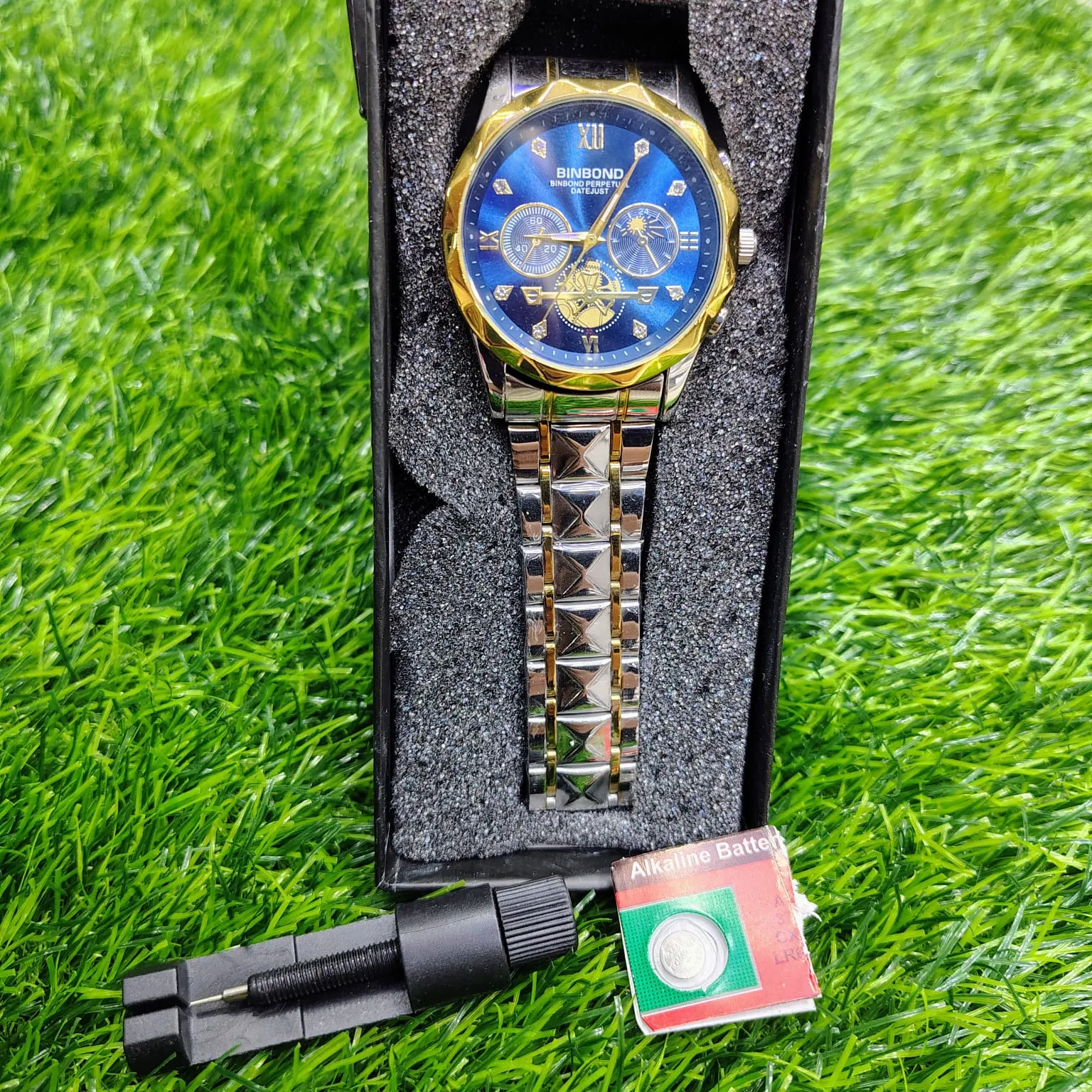Picture of BINBOND B1236 Brand Fashion Tourbillon Dial Quartz Watches Men’s Luxury Stainless Steel + Free Chain cutter @ battery .