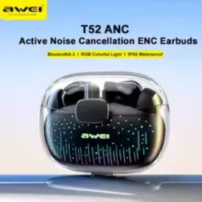 Picture of Awei T52 ANC TWS Wireless Earbuds Colorful Breathing Light Headphones