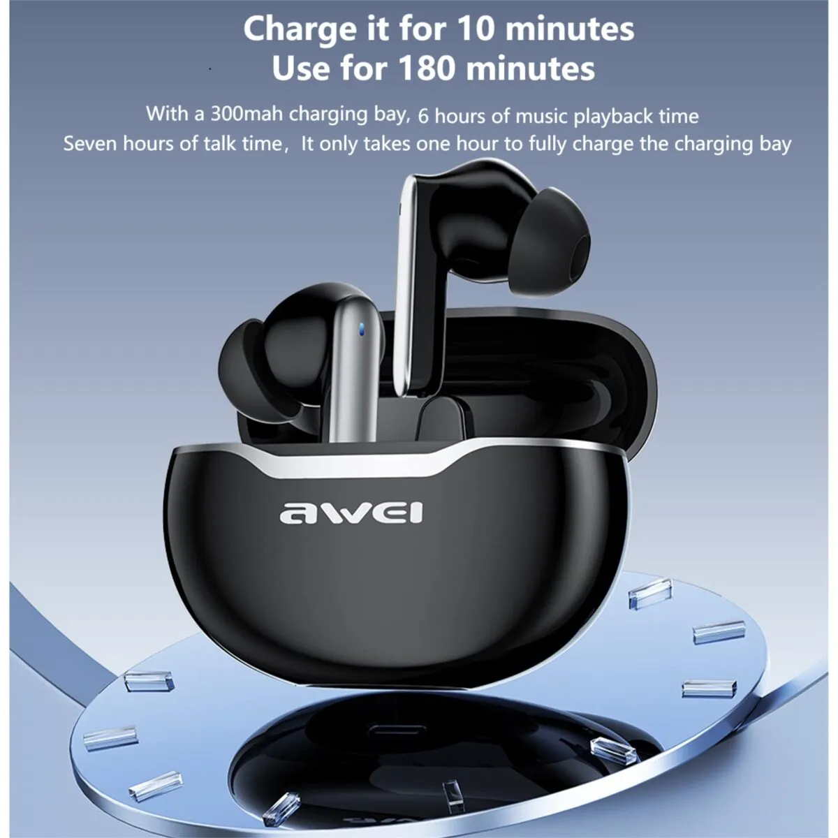 Picture of Awei T50 Wireless Headphones Bluetooth 5.3 Earbuds With Mic