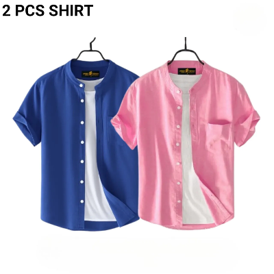 Picture of Fashionable casual Half Sleeve shirt for men(Petrol+ pink)