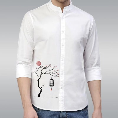 Picture of Premium Printed Ban Collar Shirt for Men