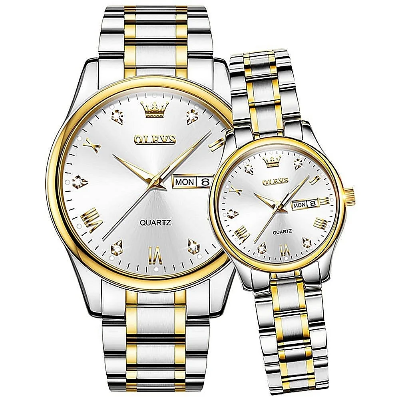 Picture of Olevs 5563 Couple Watch tow tone chain (white dial)