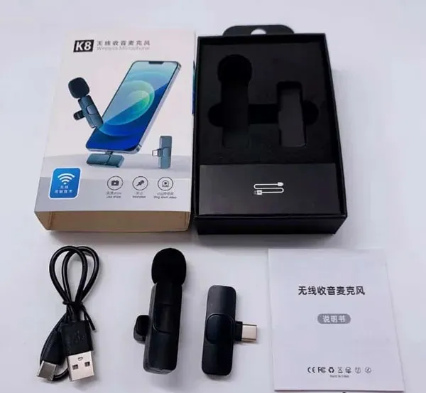 Picture of K8 Wireless Microphone for YouTube Vlogging, Video Recording Online Classes with Noise Cancellation Mic Supports (Type C)