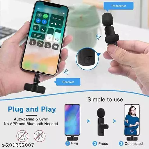 Picture of K8 Wireless Microphone for YouTube Vlogging, Video Recording Online Classes with Noise Cancellation Mic Supports (Type C)