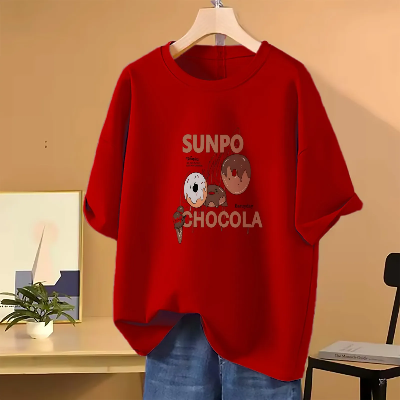 Picture of Drop shoulder T-shirt for Women (Red)