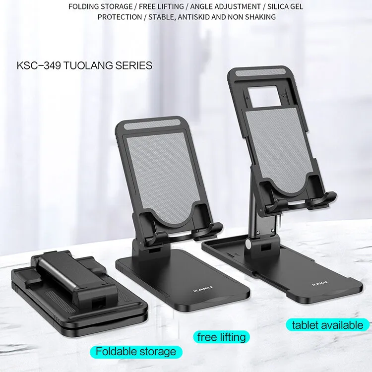 Picture of Lifting Folding Desktop Bracket Desktop Mobile Stand for Phone/Tablet (Multi-angle Adjustable) – Suitable for Apple iPad Tablet Mobile Phone Handphone Smartphone, Foldable and Portable