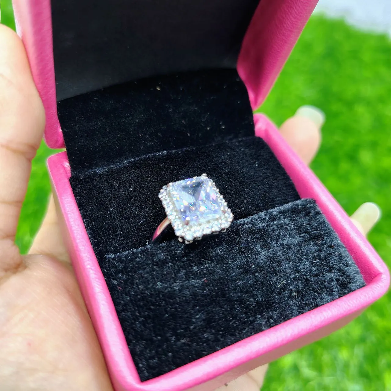 Picture of Luxury Emerald Cut Crystal Ring for Women