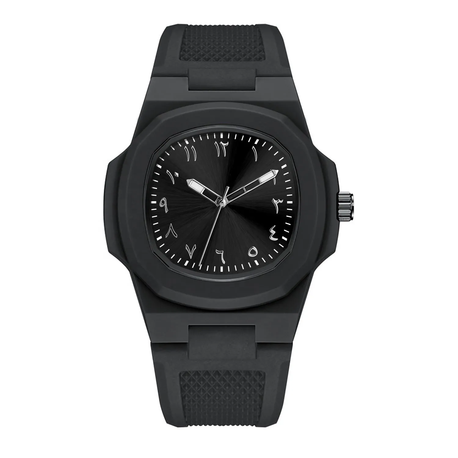 Picture of Custom Logo Arabic Dial Square Quartz Wristwatch – Luminous, Waterproof, Silicone Strap