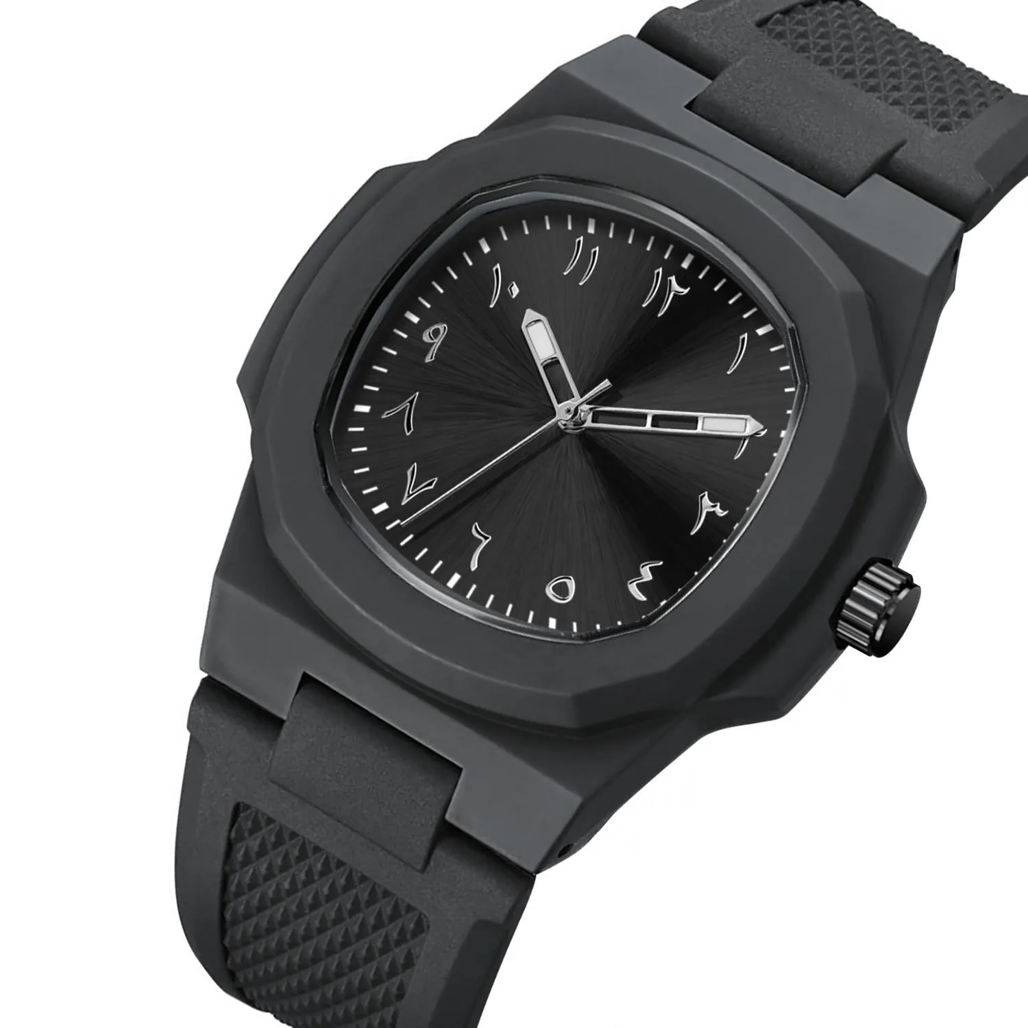 Picture of Custom Logo Arabic Dial Square Quartz Wristwatch – Luminous, Waterproof, Silicone Strap