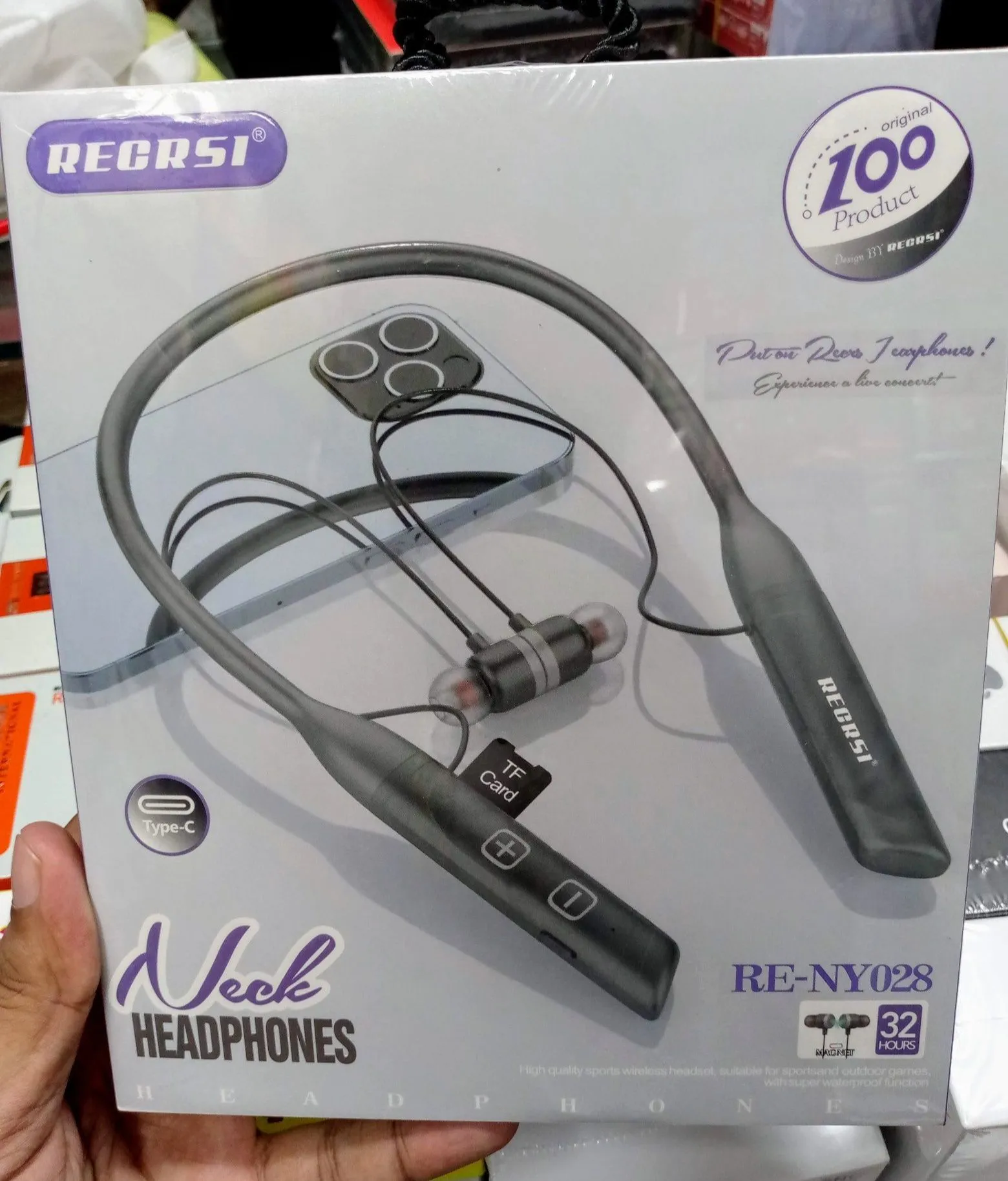 Picture of RECRSI RE-NY028 Hanging Neckband Earphone - Black