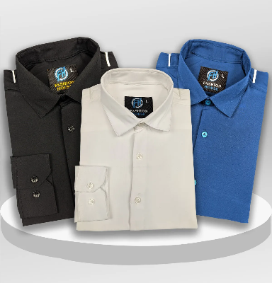 Picture of Premium 3 Piece Shirt Combo Pack (Formal / Casual) (Black, White & Blue)