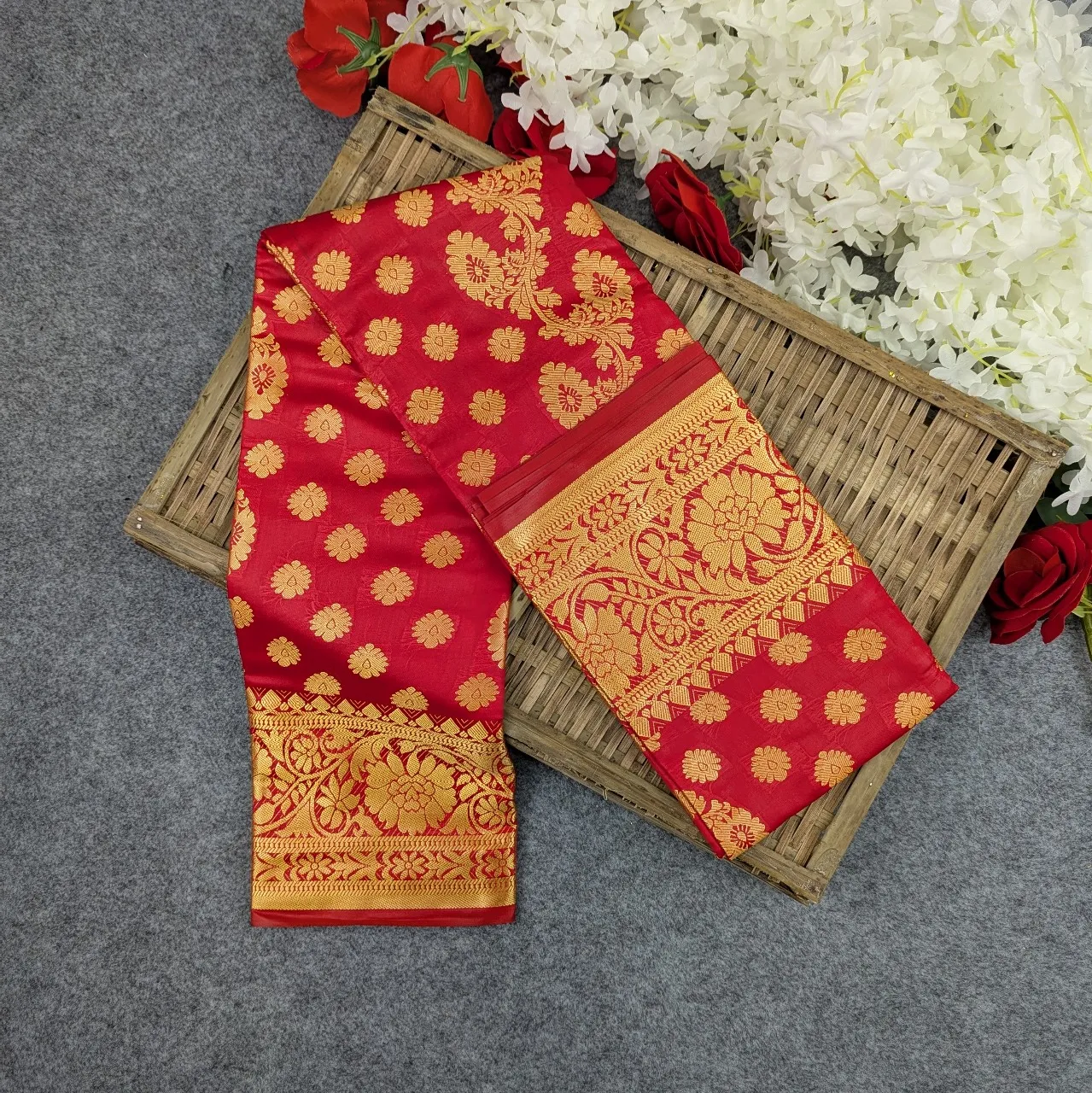 Picture of Premium Silk Katan Saree (Ocean Green, Sky Blue, Purple, Red, Green)