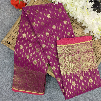Picture of Half Silk Jamdani Saree (Off-White, Red, Purple, Lemon, Light Purple)