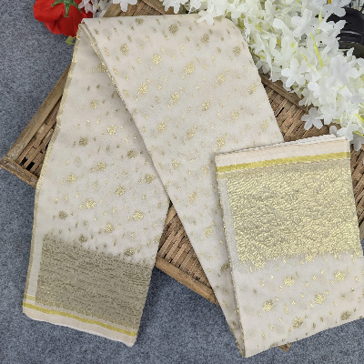 Picture of Half Silk Jamdani Saree (Off-White, Red, Purple, Lemon, Light Purple)