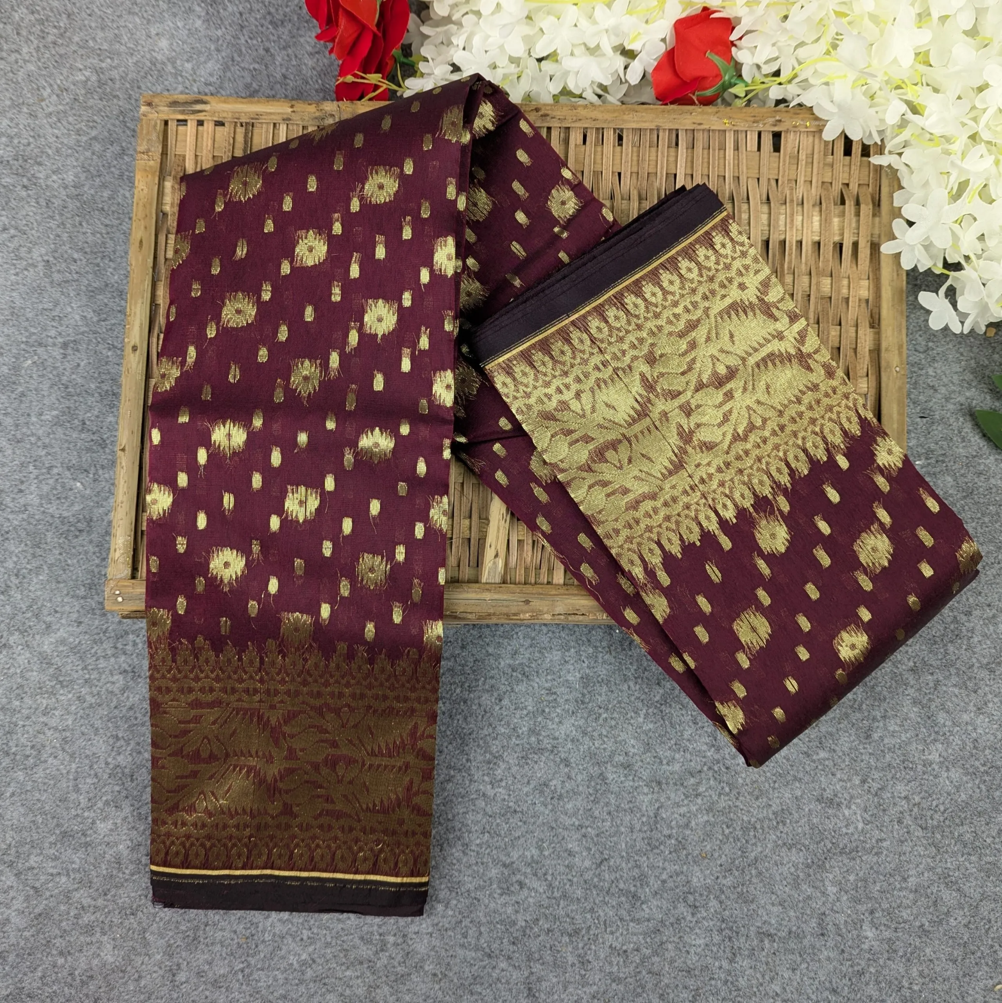 Picture of Half Silk Jamdani Saree (Black, Green, Pink, Lavender, Maroon )