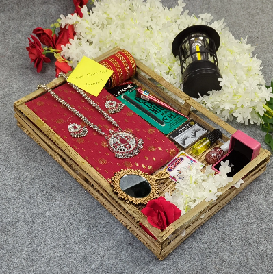 Picture of Premium Half Silk Jamdani Saree Combo Set - Red