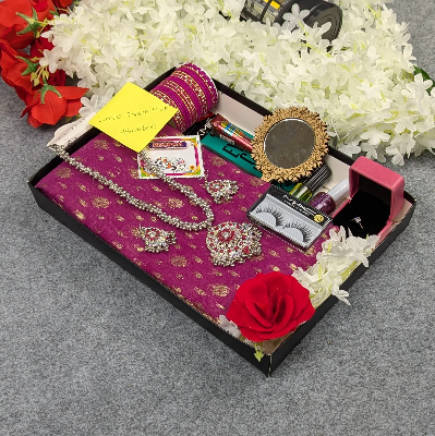 Picture of Premium Half Silk Jamdani Saree Combo Set - Purple
