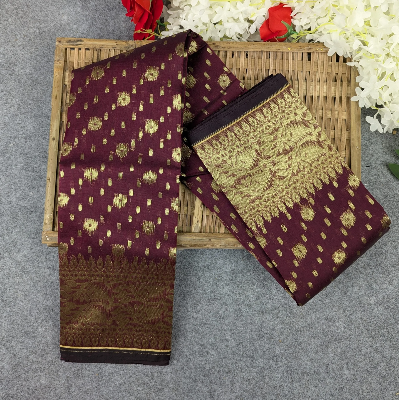 Picture of Premium Half Silk Jamdani Saree Combo Set - Maroon