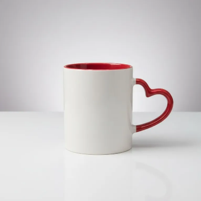 Picture of Heart Color Round Handle Coffee, Tea, Water Mug, Add Photo Text Logo Picture Image