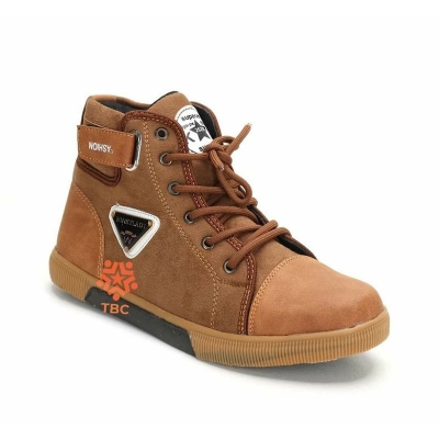 Picture of Boot high neck ankel leather fabrical shoes for man with lace up nd inside coming and rubber sool