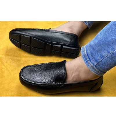 Picture of Superlative Versatile -Choice and Remark -Best Quality Black Artificial Leather Loafer Shoes for Men Eid Collection- Avant-garde