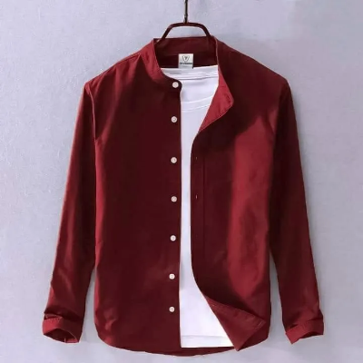 Picture of Men's Solid Colour Ban color Shirt (Light Maroon)