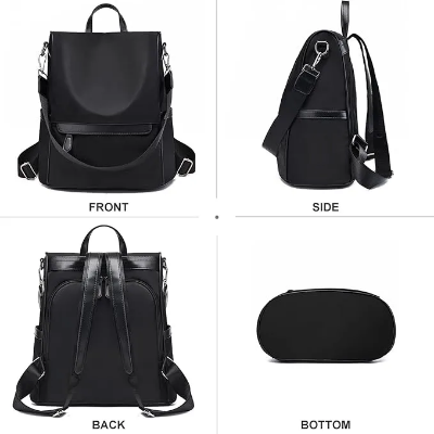 Picture of New Design Women Backpack Nylon Waterproof Anti-Theft Travel Bagpack(black)