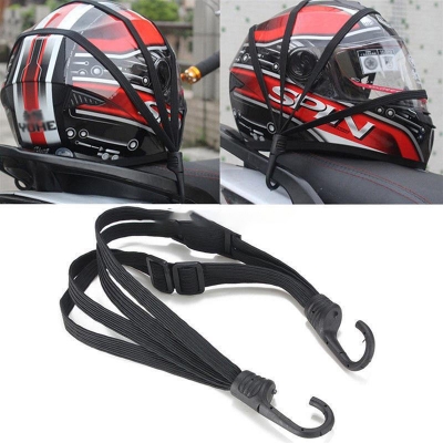 Picture of Motorcycle Luggage Strap Helmet net pocket Motorcycle Helmet Elastic Buckle Rope High-Strength Retractable Protective No Ratings(Black)