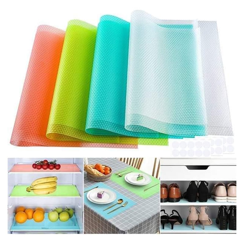 Picture of 4pcs/set New Refrigerator Waterproof Pad Antifouling Mildew Moisture Can Be Cut Washed Pad Fridge Mats Cabinet Mat(Multicolor)