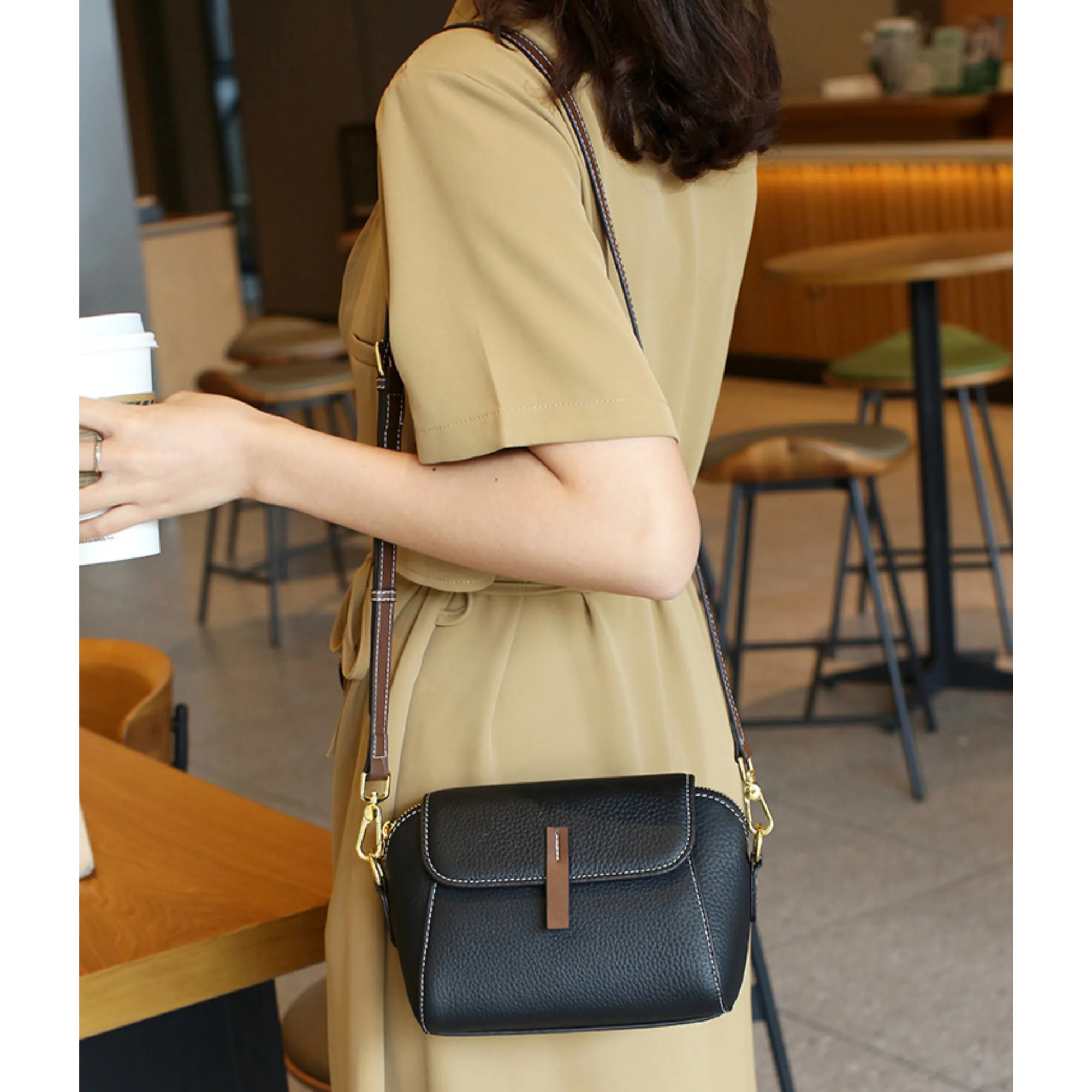 Picture of New Pu Leather Single Shoulder Niche Light Luxury Women's Bag(Black)