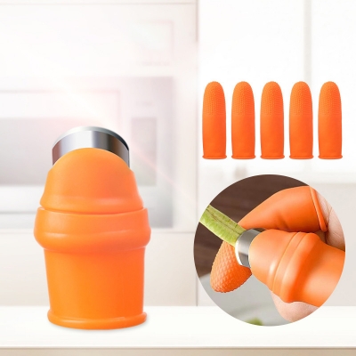 Picture of 5 in 1 Silicone Vegetable And Fruits Thumb Cutter Finger Cutter(Orange)