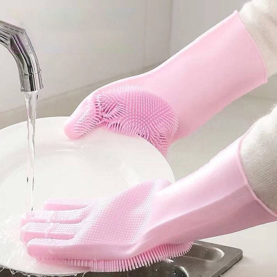 Picture of Silicone Gloves Durable Non-slip Easy to Clean Household Gloves(Multicolor)