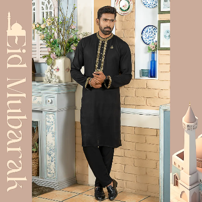 Picture of Premium Quality Panjabi Pajama Set (Black)