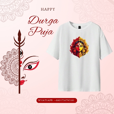 Picture of Couple Durga Puja T-shirt | Festival Special New Collection 2025 White