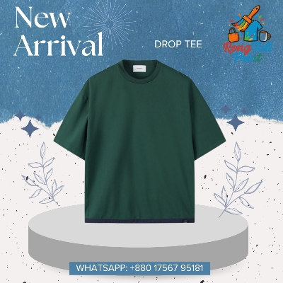 Picture of Unisex Green Drop Tee | Solid Color Fashion T-shirt Emerald Green