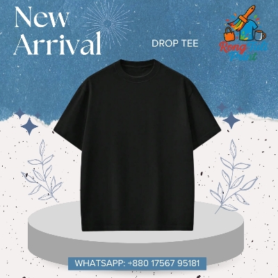 Picture of Premium Black Cotton Tee | Unisex Drop Shoulder T-shirt Black