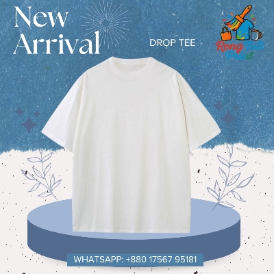 Picture of Solid White Drop Tee | Cotton Oversize T-shirt for Men & Women White