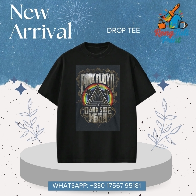 Picture of Pink Floyd "The Dark Side of the Moon" ব্যান্ড টি শার্ট | Oversize Drop Tee Black Black