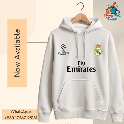 Picture of Real Madrid UEFA Champions League White Hoody (রিয়াল মাদ্রিদ চ্যাম্পিয়ন্স লীগ সাদা হুডি) | Premium Fan Edition | Unisex Winter Collection White