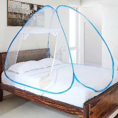 Picture of Instant Pop-Up Double Bed Mosquito Net - Elegant Comfort Camping/Travel Accessory - Off White