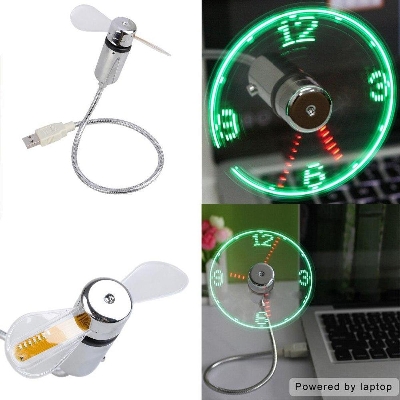 Picture of Usb Led Flashing Real Time Clock Fan - Wall Clock