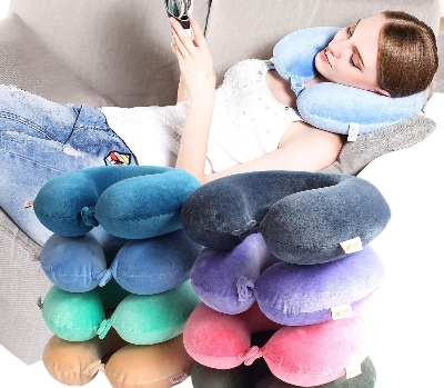 Picture of Memory Foam U Shaped Travel Pillow Airplane Bus Car Driving Traveling Neck Support Head Rest Cushion multicolor U Shaped Travel Pillow Neck Support Head - Multicolor